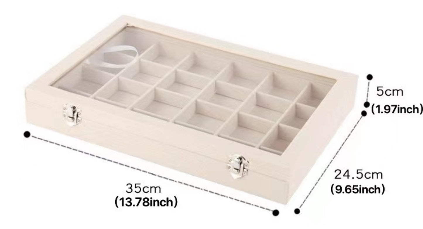 Wooden Jewelry Storage Box with Transparent Lid, Ideal for Bedroom Vanity, Gift for Women, 7 Styles Available