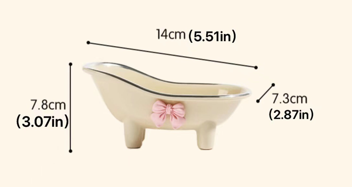 2-Pack Bathtub Soap Holder, Cute Bow Soap Dish Bathroom Countertop Drain Soap Box, Hamster Bathtub