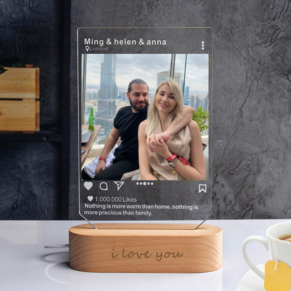 Personalized Custom 3D Night Light Acrylic Photo Frame, Various Sizes, Personalized Mother's Day Gift, Women's Birthday Gift