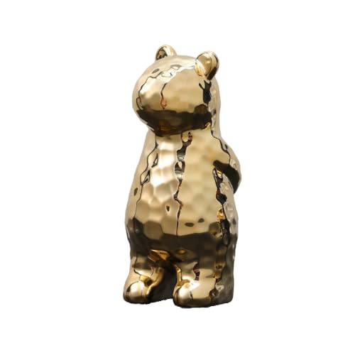 PickMeYA Electroplated Resin Polar Bear Decor Figurine: Nordic Creative Light Luxury Modern Sculpture - Perfect Decor for Living Rooms, Children's Rooms, Desks, TV Stands, 5.91 x 2.95inches