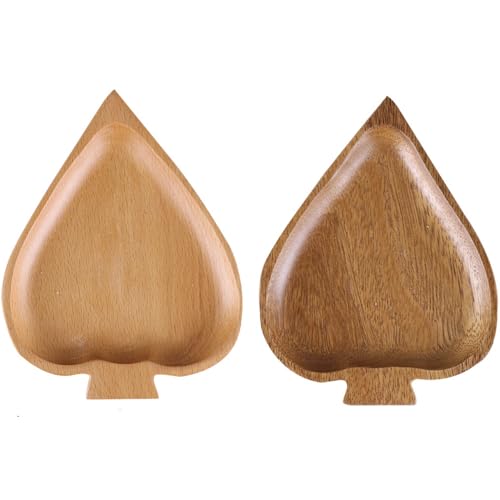 PickMeYA Wooden Love Dish: Irregular Shape, Simple and Rustic Home Decor for Living Rooms, Coffee Tables, Bedrooms - Original Wood Color, 5.12 x 5.91 inches，Set of 2