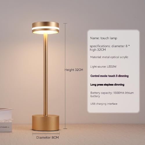 PickMeYA Touch lamp Nightlight 12.6 inches Hotel Bedroom Bedside lamp Charging bar Table lamp Cordless Battery-Powered LED Portable lamp(1 Piece)