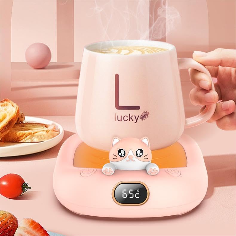 PickMeYA Smart Beverage Warmers-Milk Coffee Cup and Beverage Heater, Candle Warmer Plate, Tea Water Warmer Base with Touch Control and Digital Display for Home, Flameless Thermostatic Cup Mat