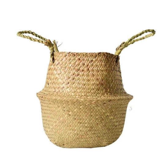 PickMeYA Nordic Style Seagrass Woven Planter Basket - Multipurpose Storage Basket for Pots, Laundry, Picnic, and Groceries
