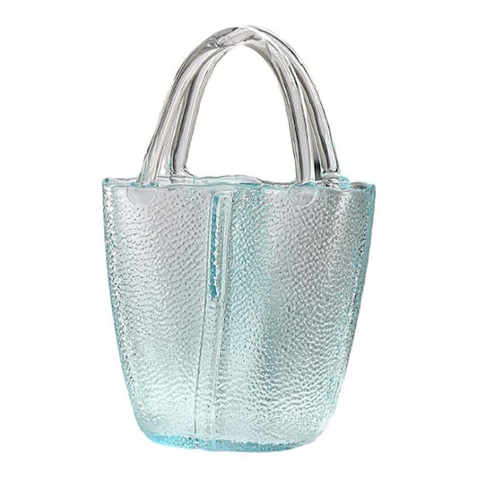 PickMeYA Handbag Shape Transparent Vase Unique Cool Glass hydroponic Flower Basket for Floral Arrangement Home Decor
